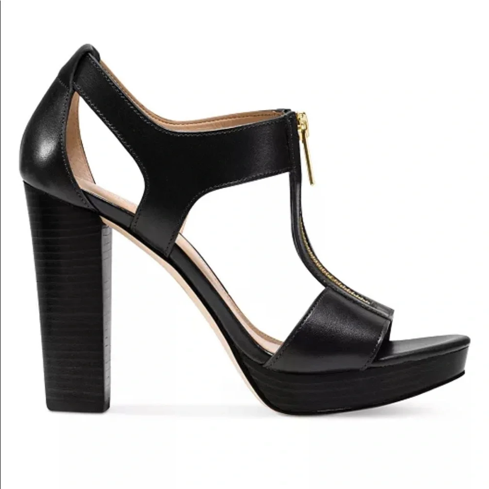 MICHAEL KORS BERKlEY LOCK BLACK LEATHER SANDAL SIZE:7 - Picture 6 of 7